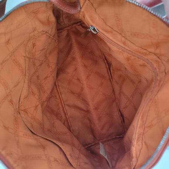 Longchamp Paris Legacy Orange Saddle Pebble Leather Zip Tote Bag Purse Medium - Picture 5 of 12